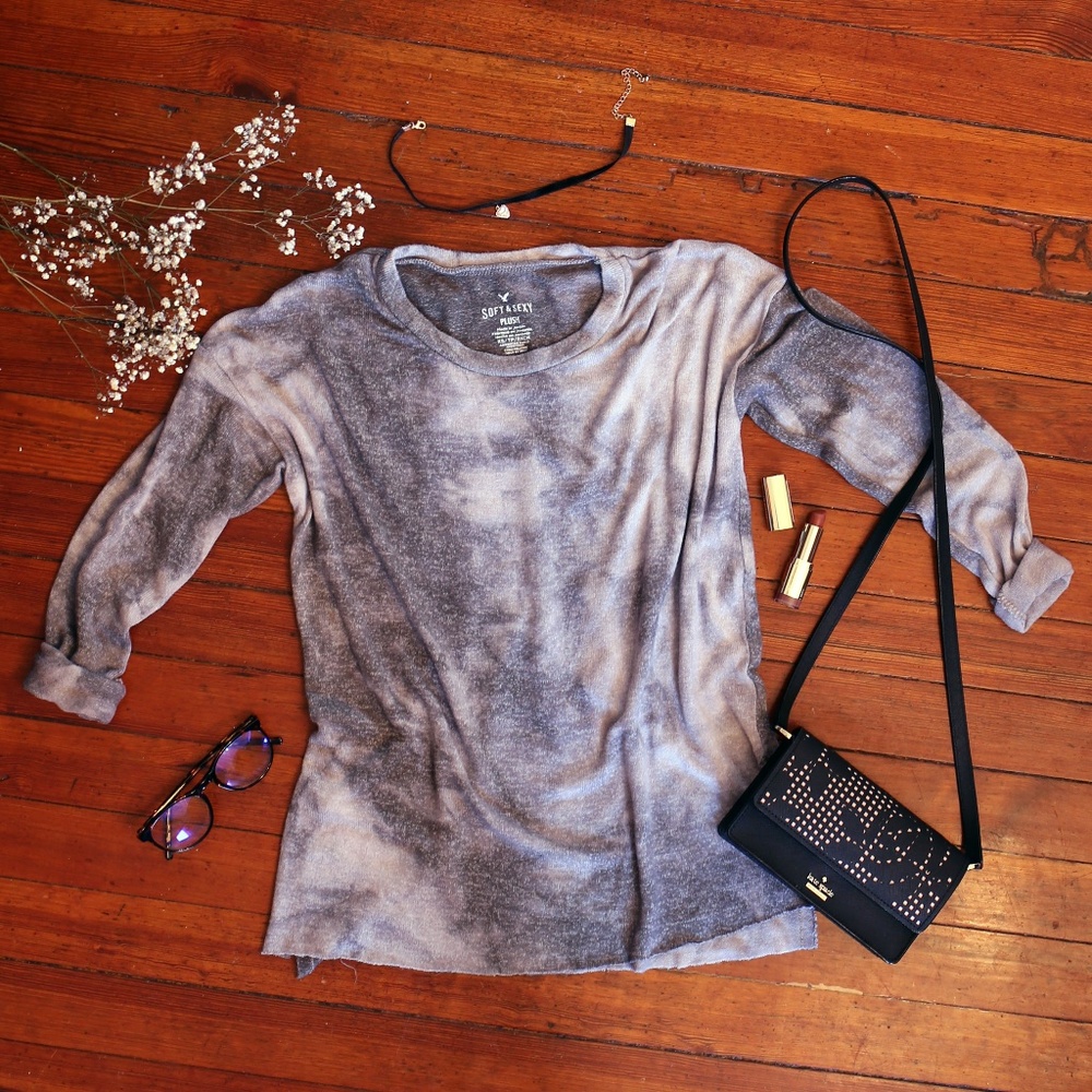 American Eagle Soft & Sexy Plush Tie Dye Top